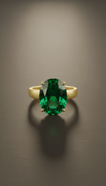 Emerald Cocktail Ring in Brushed Gold