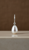 Pearl Drop Earrings in 18k White Gold