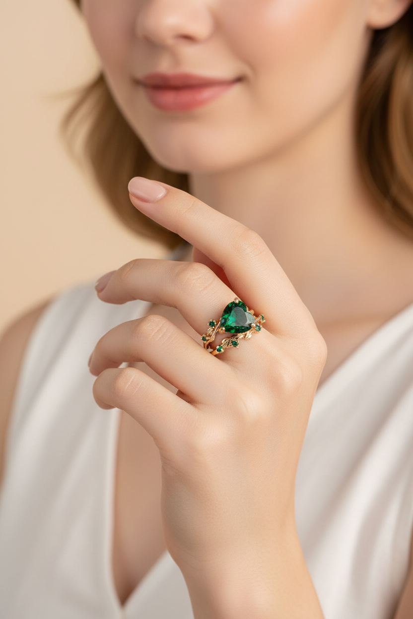 Zircon Heart Stackable Ring Set