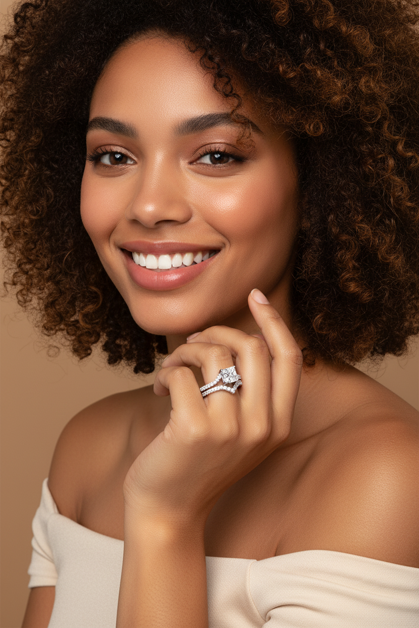 Princess Cut Moissanite Bridal Ring Set in 925 Silver