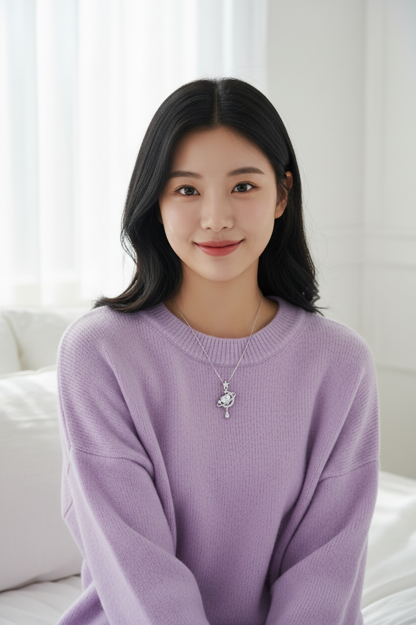 999 Silver Moon & Heart Clavicle Necklace