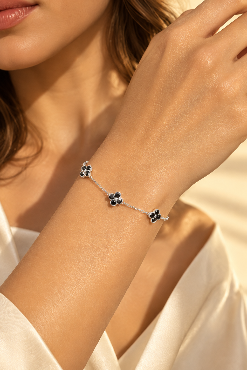 925 Silver Moissanite Four-Leaf Clover Jewelry Set