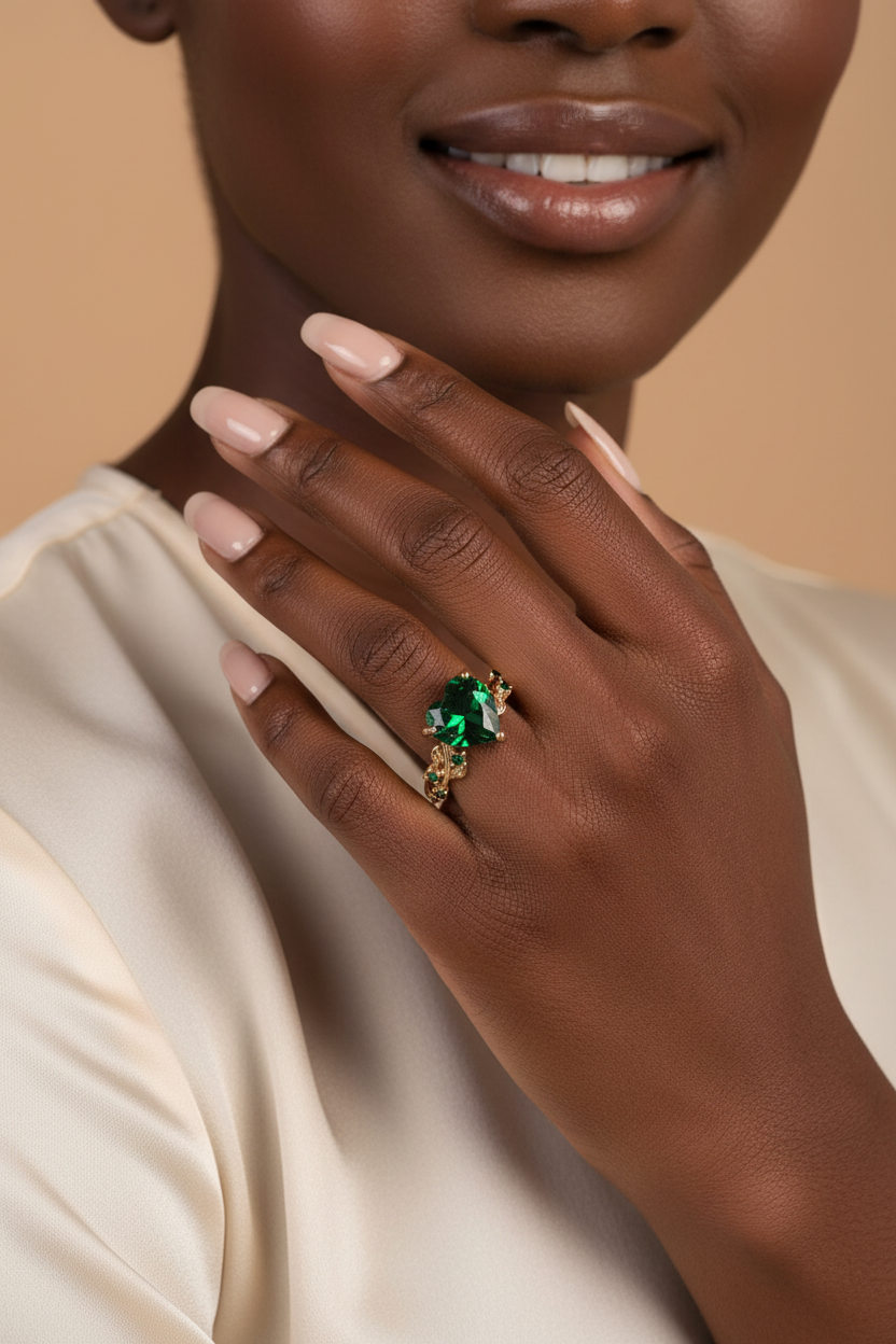 Zircon Heart Stackable Ring Set