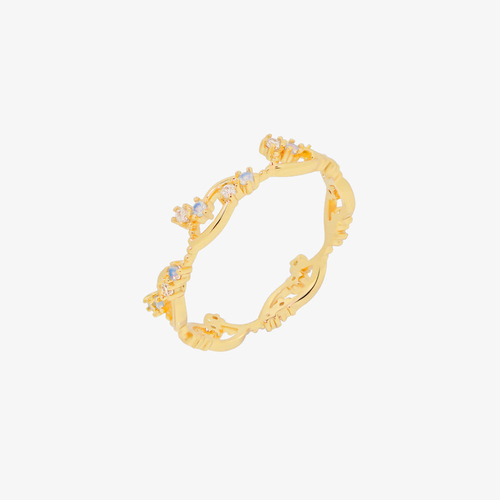 Wavy Moonstone & Cubic Ring